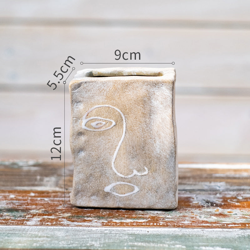 Portrait Art Terracotta Breathable Retro Shaped Terracotta Vase
