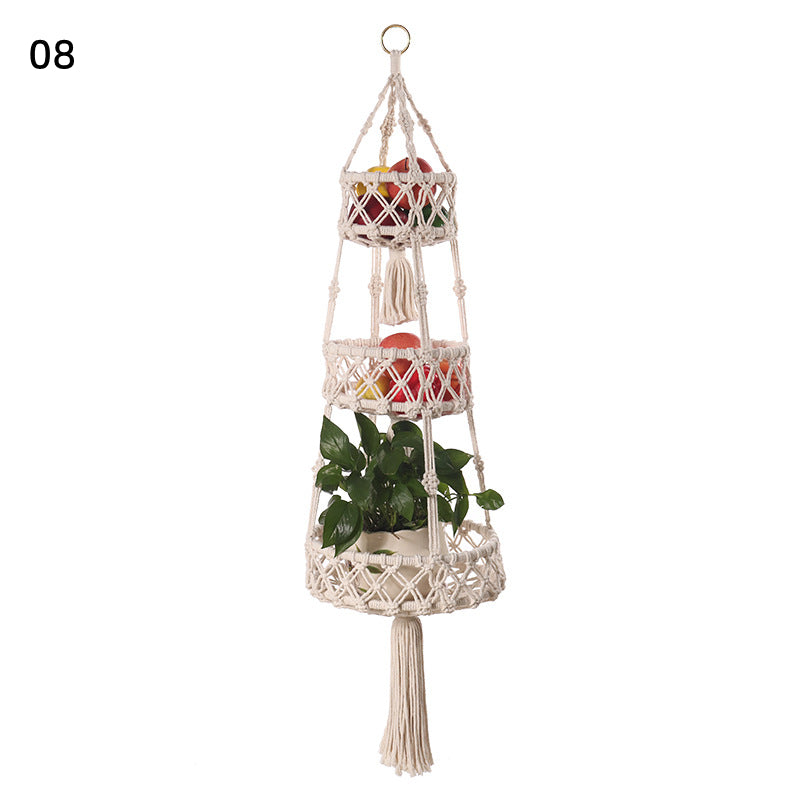 Two Layers Folding Hanging Basket Fruit Basket Hanging Flower Pot
