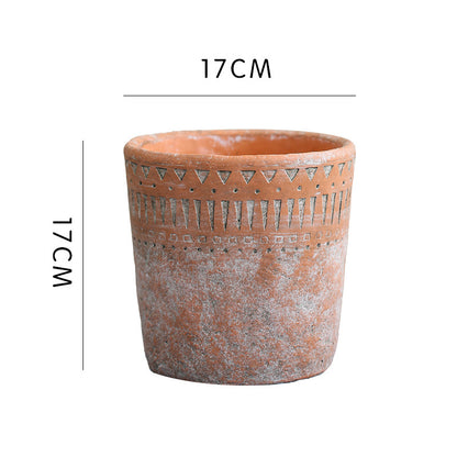African earthenware cultivation in vintage terracotta pots