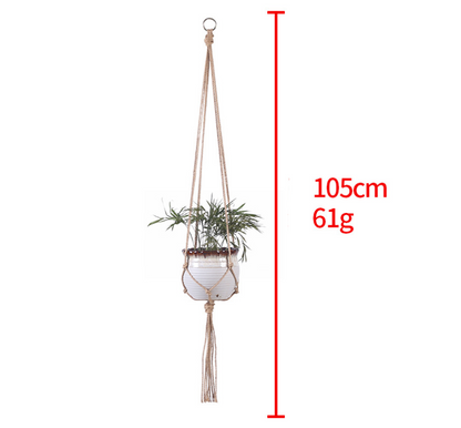 Hand-woven plant hanging basket cotton rope sling basket