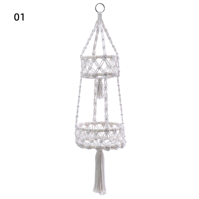 Two Layers Folding Hanging Basket Fruit Basket Hanging Flower Pot