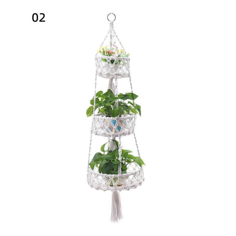 Two Layers Folding Hanging Basket Fruit Basket Hanging Flower Pot