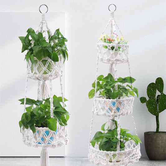 Two Layers Folding Hanging Basket Fruit Basket Hanging Flower Pot